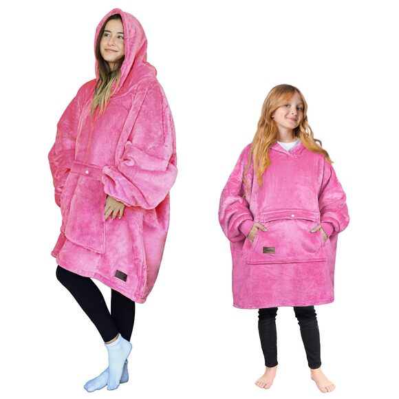 Other - 8203 Wearable Fluffy Sherpa Hot Pink Hoodie Blanket, Cozy Sweatshirt